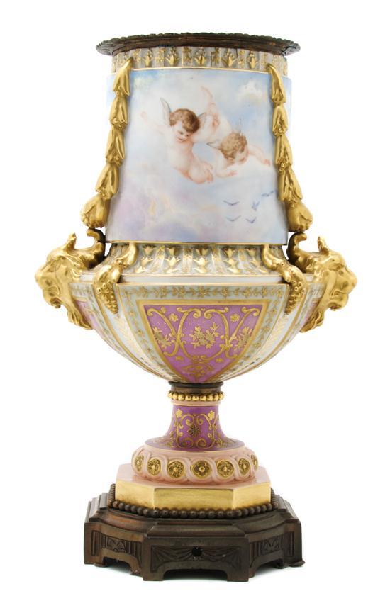 Appraisal: Sevres Style Porcelain Urn of urn form depicting a mythical