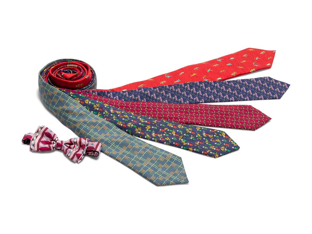 Appraisal: A Group of Men's Ties One Bvlgari One Thomas Pink