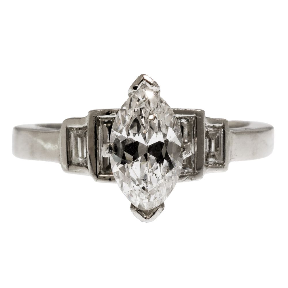 Appraisal: PLATINUM AND DIAMOND RINGMarquise cut diamond mm by mm by