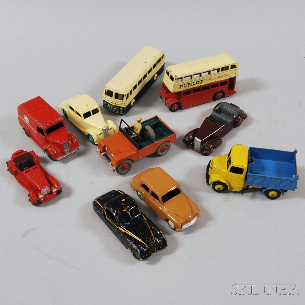 Appraisal: Ten Meccano Dinky Die-cast Metal Toy Cars Trucks and Buses