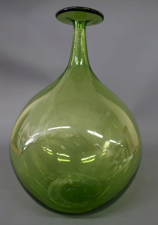 Appraisal: Blenko Glass Co Green Glass Vase Green colored glass mid-century