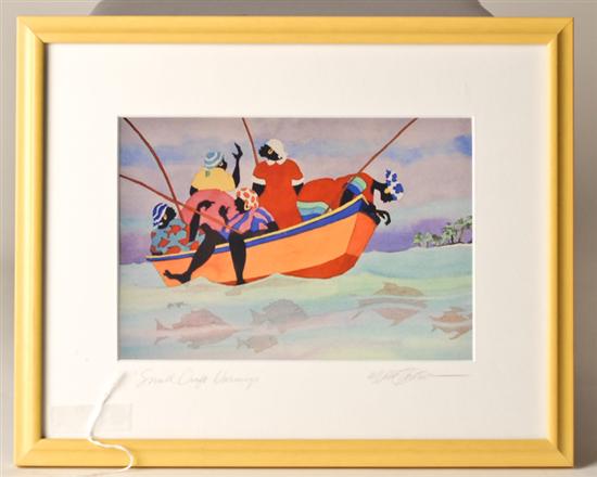 Appraisal: W Santrell Small Craft Warnings Print titled and signed on