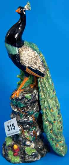 Appraisal: Minton Majolica Figure of a Peacock in Miniature