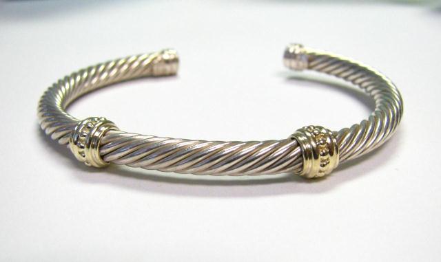 Appraisal: David Yurman Thoroughbred Collection sterling silver cable cuff bracelet with