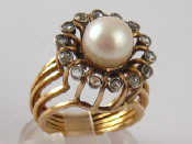 Appraisal: A French hallmarked carat gold cultured pearl and rose cut