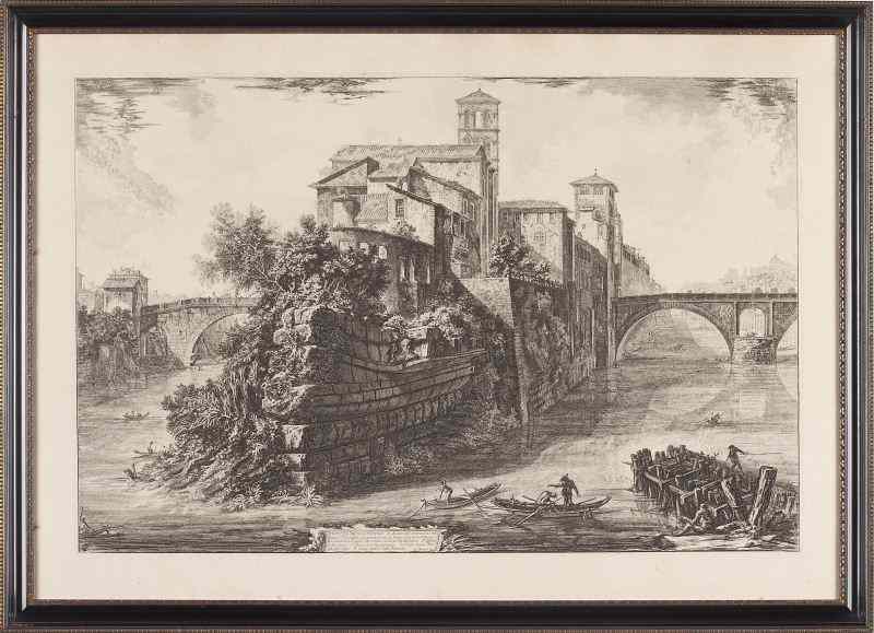 Appraisal: Piranesi Etching''Veduta Dell' Isola Tiberina '' later Regia Calcografia edition