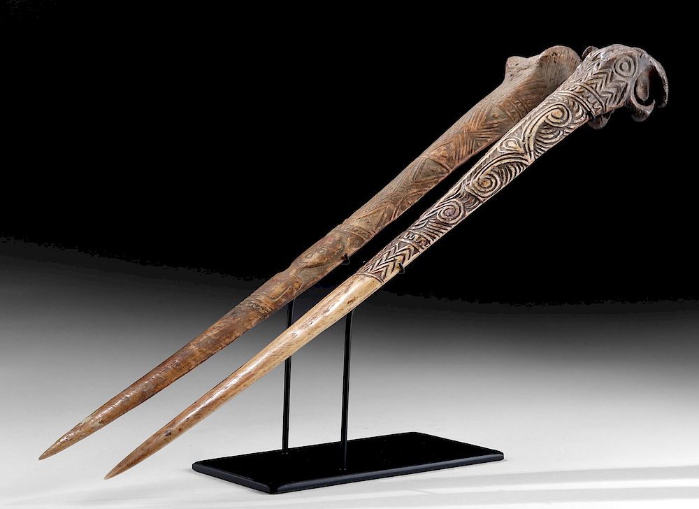 Appraisal: Two th C Papua New Guinea Cassowary Bone Daggers Oceania