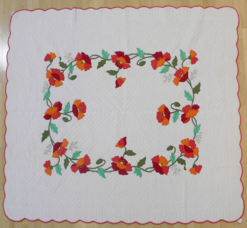 Appraisal: Appliqu quilt with floral wreath x