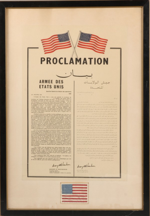 Appraisal: Broadside titled Proclamation featuring crossed American flags at top Broadside