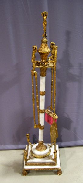 Appraisal: Figural Fire Place Tool Set Gilt metal and marble decorated