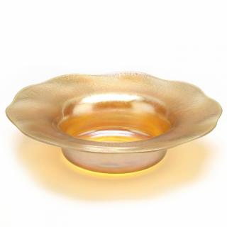 Appraisal: Tiffany Gold Favrile Glass Center Bowl with wide flared and