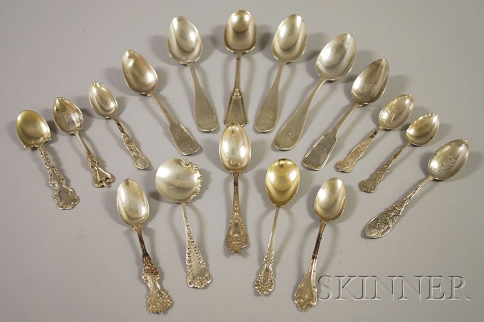 Appraisal: Approximately Seventeen Silver Spoons including a set of three J