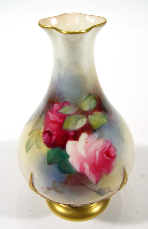 Appraisal: Royal Worcester bottle vase hand painted with a panel of