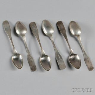 Appraisal: Six Coin Silver Teaspoons Peter Bentzon St Croix West Indies