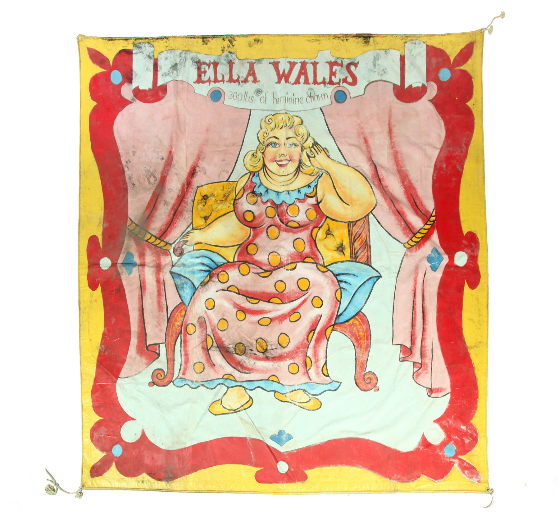 Appraisal: CIRCUS SIDE SHOW BANNER American nd quarter- th century canvas