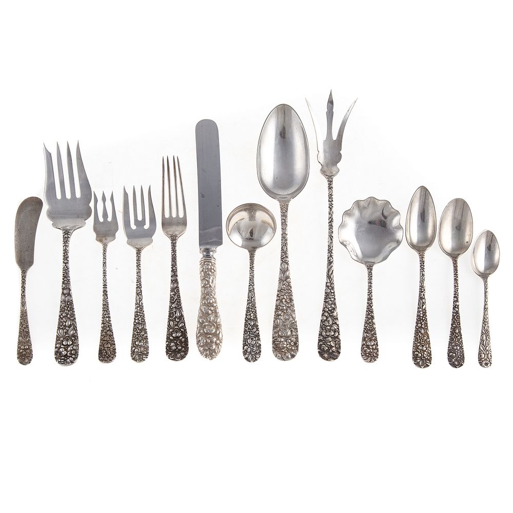 Appraisal: Stieff Sterling Stieff Rose Flatware Service Service for twelve including