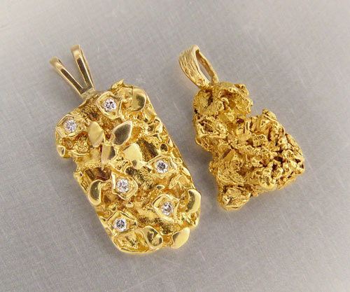 Appraisal: LOT OF K K DIAMOND NUGGET PENDANTS K nugget pendant