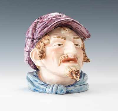 Appraisal: Majolica Man's Character Head Tobacco Jar Colorful majolica glazes are