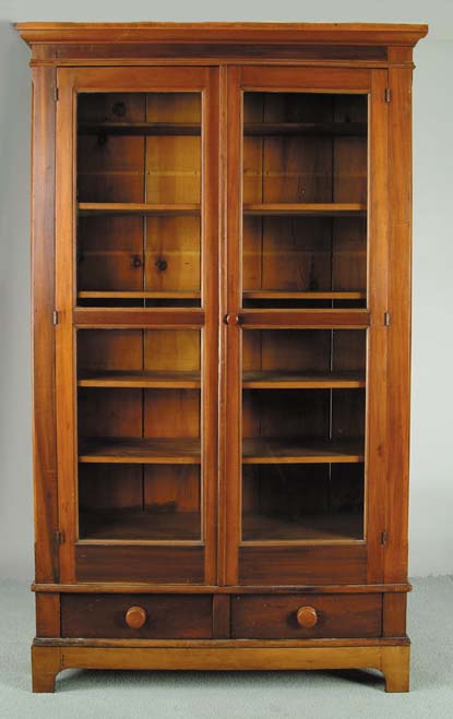 Appraisal: TWO DOOR GLASS BOOKCASE ON FRAME Six shelf interior two