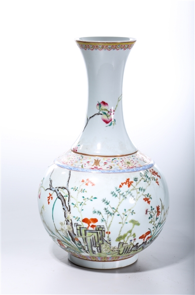 Appraisal: Chinese enameled porcelain vase with fruit and floral decoration six