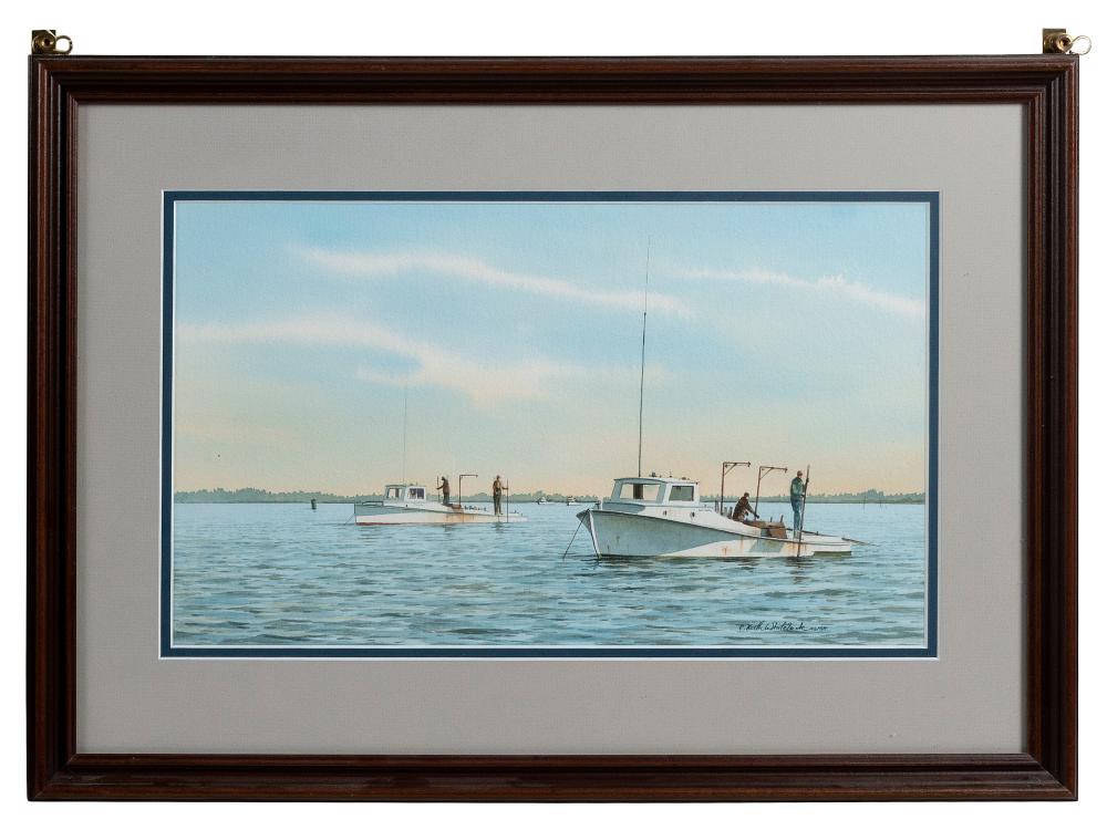 Appraisal: C KEITH WHITELOCK ANNAPOLIS MARYLAND CONTEMPORARY OYSTER BOATS WATERCOLOR ON