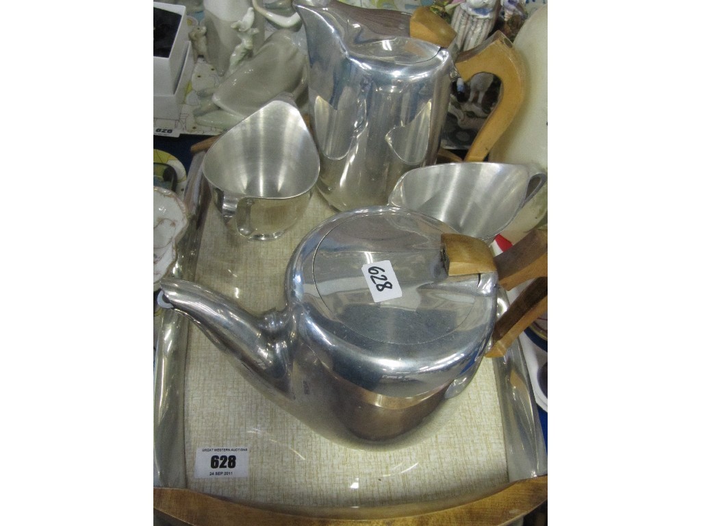 Appraisal: Picquotware four piece teaset on tray