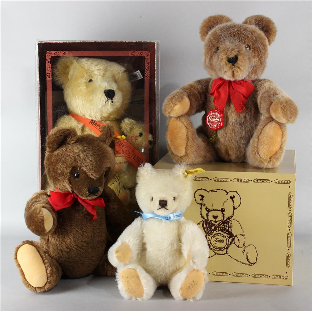 Appraisal: GROUP OF FOUR STEIFF TEDDY BEARS ALONG WITH A HERMANN