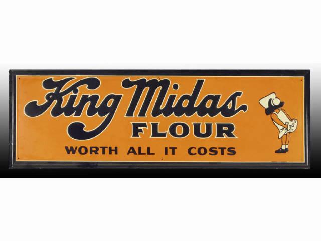 Appraisal: King Midas Flour Embossed Tin Sign Description Minor edge marks