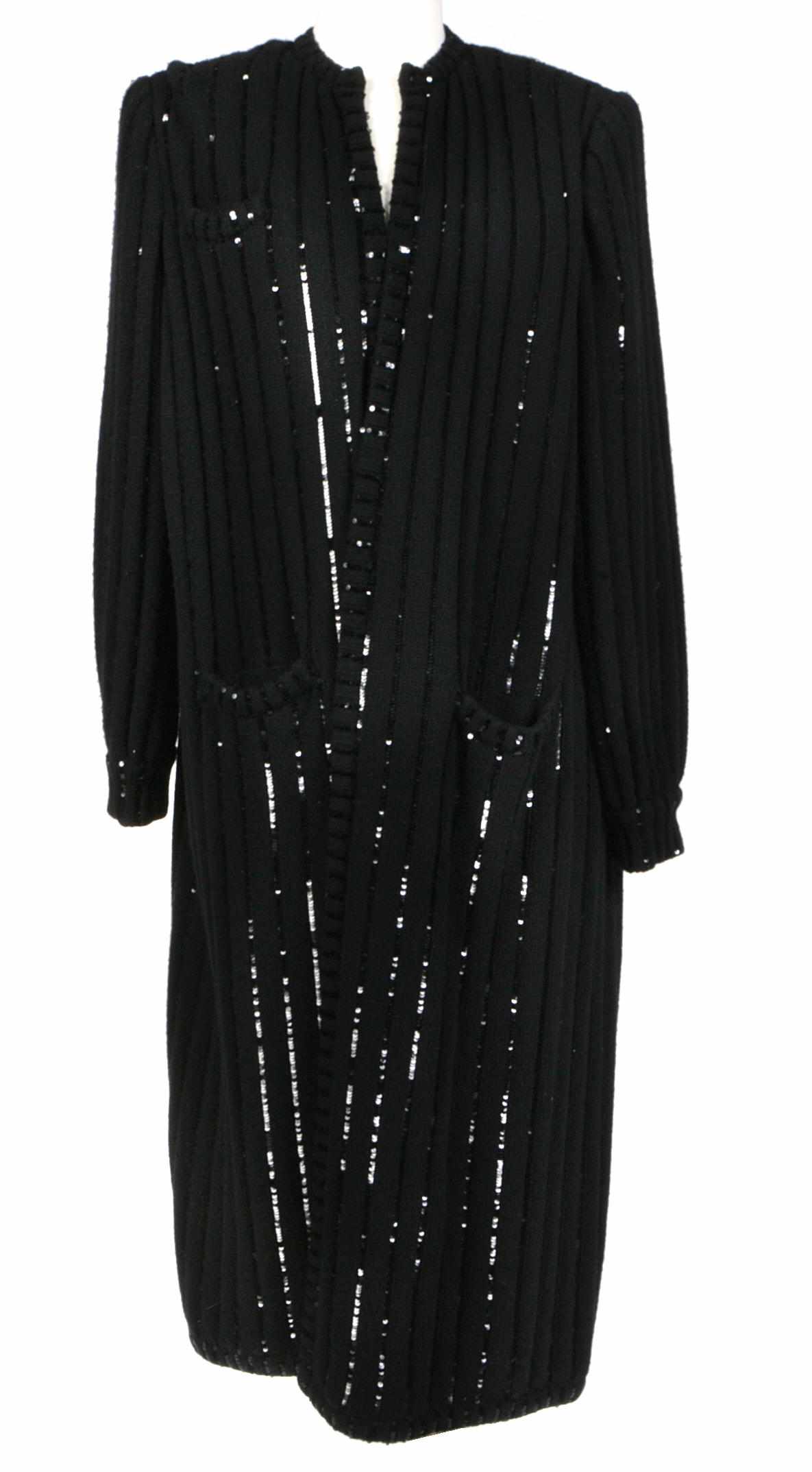 Appraisal: A Valentino long black sequined sweater coat no size labeltogether