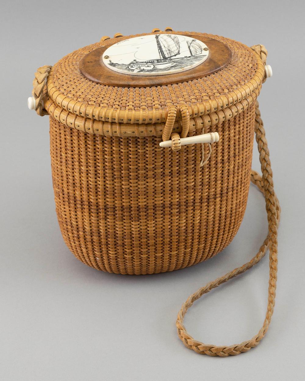 Appraisal: NANTUCKET BASKET PURSE BY GERALD L BROWN NANTUCKET MASSACHUSETTS CONTEMPORARY