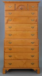 Appraisal: Custom Chippendale style maple chest on chest in two parts