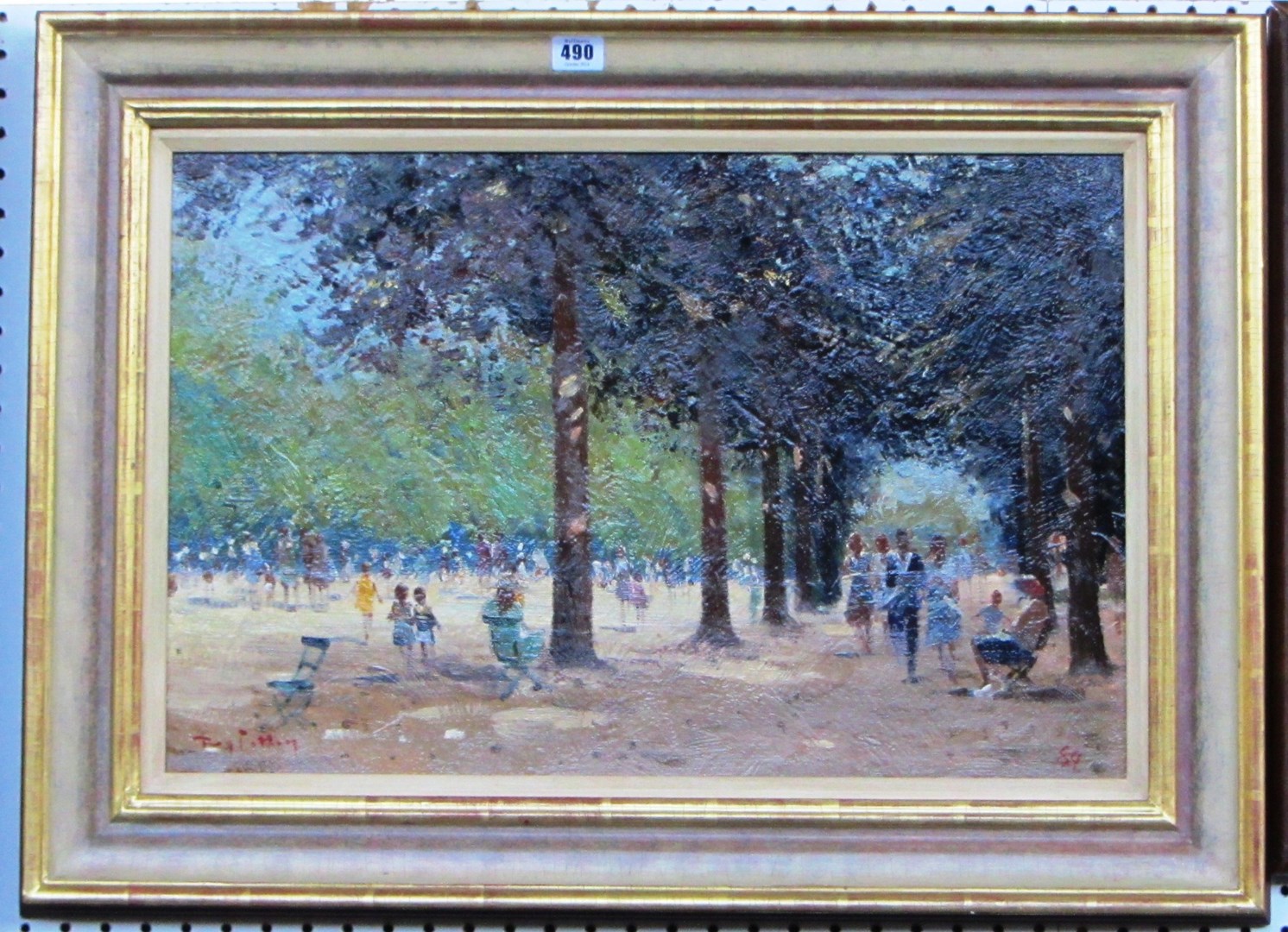 Appraisal: Roy Petley b Figures promenading oil on board signed and