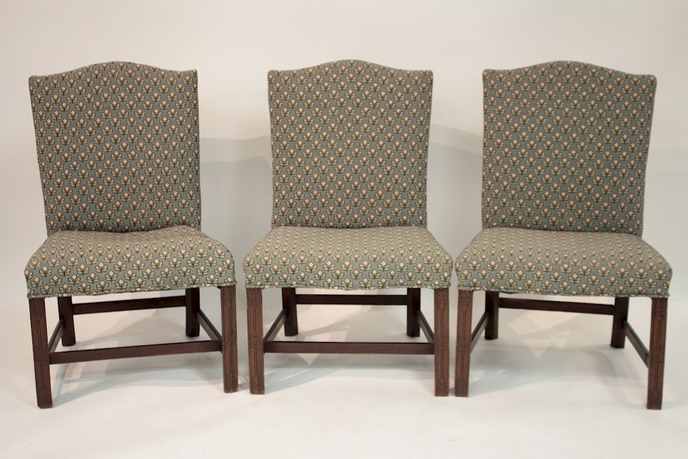 Appraisal: Georgian Marlboro Carved Upholstered Side Chairs Marlboro legs carved two