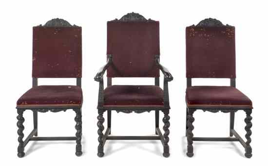 Appraisal: A Set of Three Victorian Chairs each with upholstered back