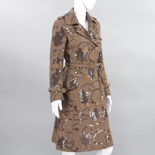 Appraisal: Tuleh tweed and silver sequin coat Tuleh tweed and silver