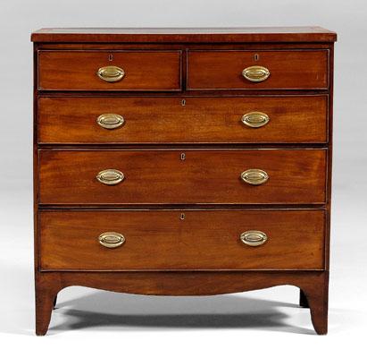 Appraisal: Hepplewhite five-drawer chest mahogany with pine secondary banded and inlaid