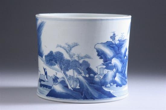 Appraisal: CHINESE BLUE AND WHITE PORCELAIN BRUSH POT Guangxu period -