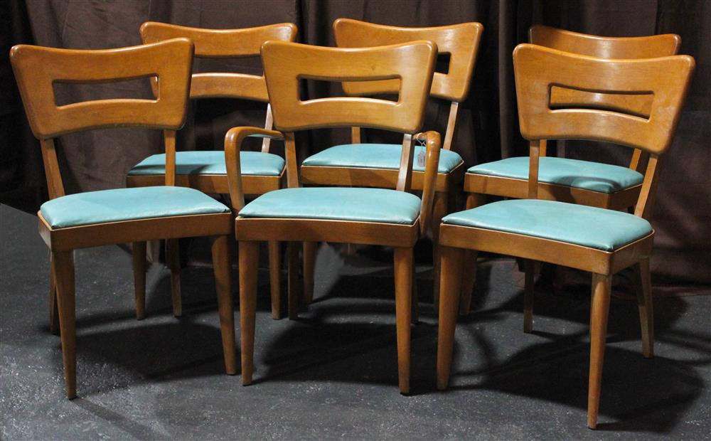 Appraisal: SET OF SIX HEYWOOD WAKEFIELD M DINING CHAIRS five Dog