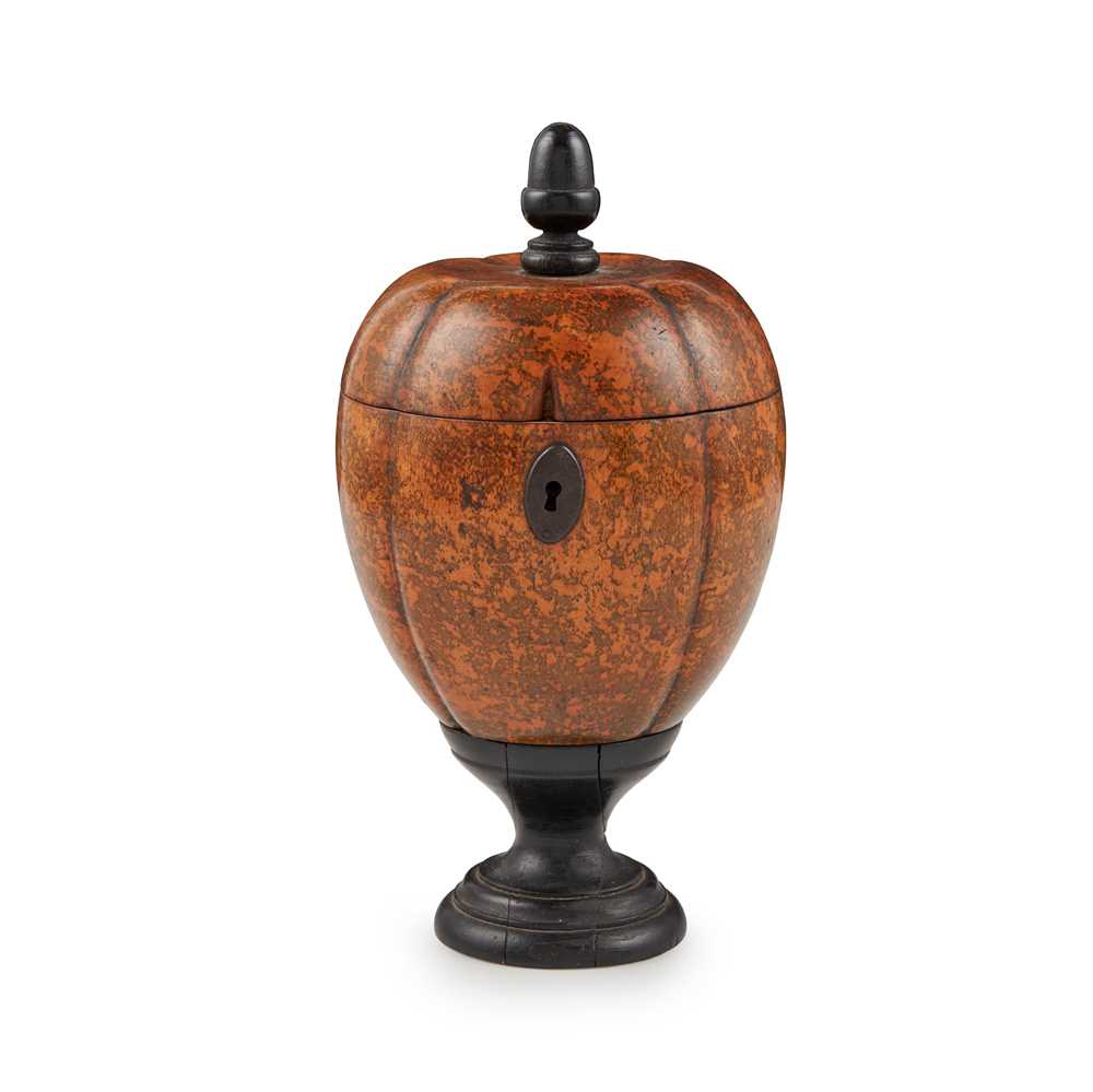 Appraisal: GEORGE III STAINED FRUITWOOD MELON-FORM TEA CADDY LATE TH CENTURY