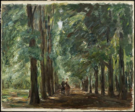 Appraisal: LIEBERMANN MAX Berlin Two horsemen in the roadway near Sakrow