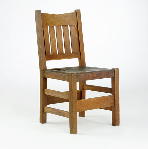 Appraisal: GUSTAV STICKLEY V-Back side chair no with five vertical back