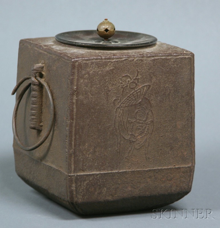 Appraisal: Iron Kettle for Tea Ceremony Japan th century square form