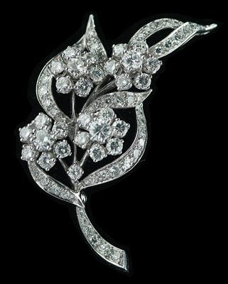 Appraisal: Diamond and platinum brooch floral spray mounting with cts estimated