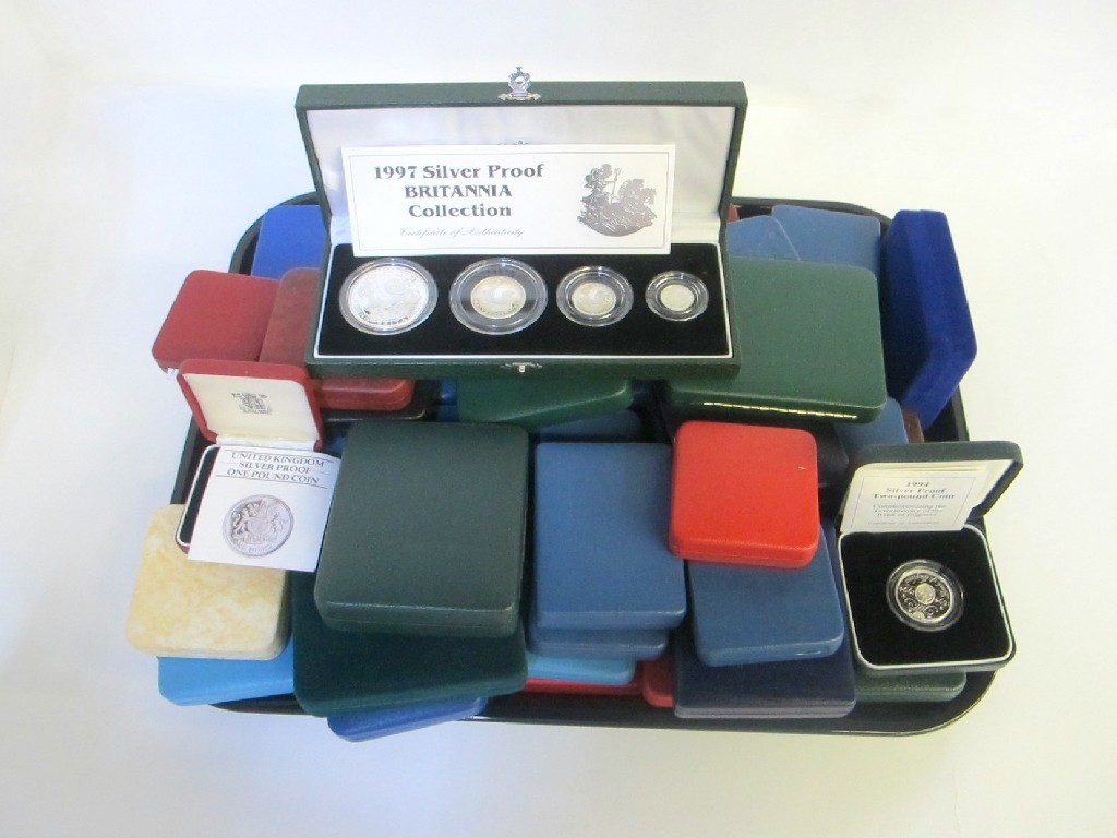 Appraisal: A tray lot of cased silver proof coins