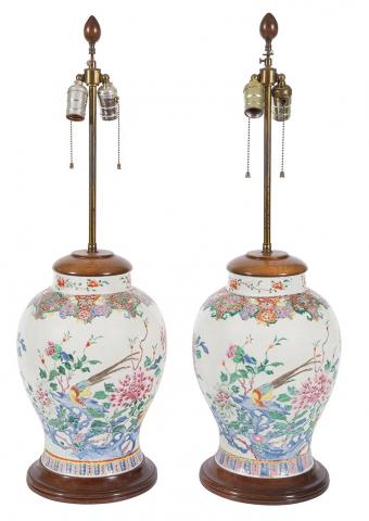 Appraisal: Pair of Chinese Famille Rose Porcelain Jars th Century Each