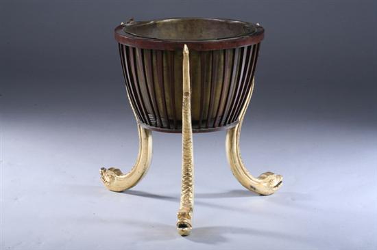 Appraisal: REGENCY STYLE MAHOGANY AND PARCEL-GILT JARDINIERE th century with brass