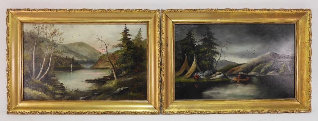 Appraisal: PR E WESTON NATIVE AMERICAN CAMP PAINTINGS United StatesEarly th