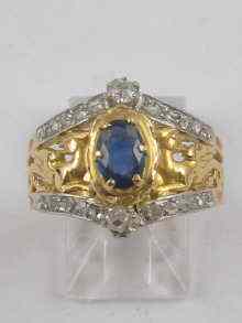 Appraisal: A yellow and white metal tests ct gold sapphire and