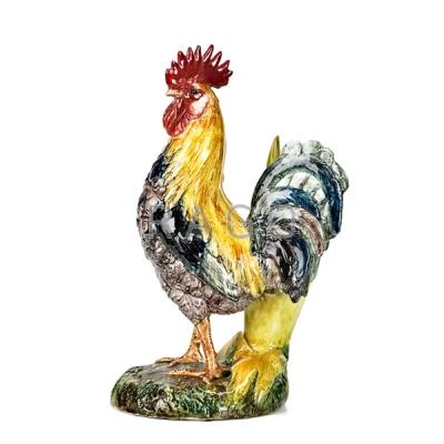 Appraisal: MAJOLICA DELPHIN MASSIER ROOSTER VASE Standing next to a corn