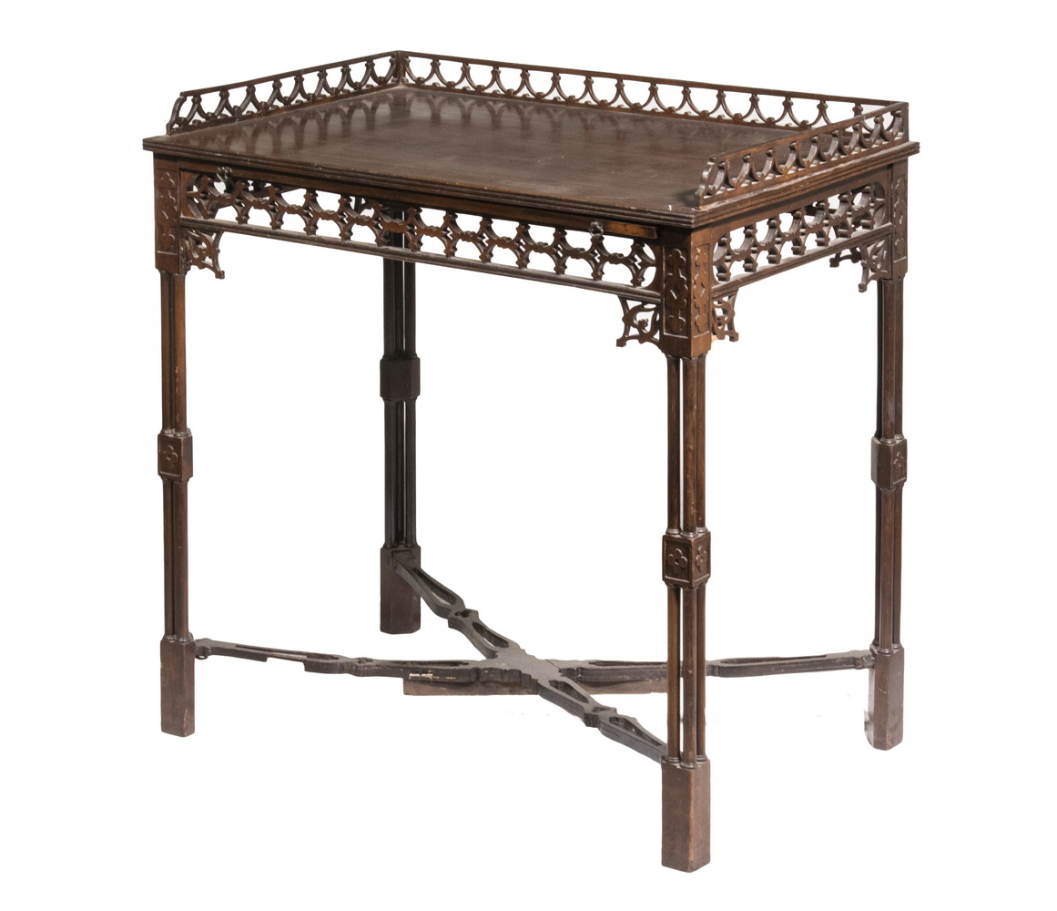 Appraisal: MAHOGANY WRITING TABLE Chinese Chippendale Style Rectangular Table with openwork